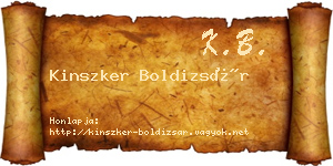 Kinszker Boldizsár névjegykártya